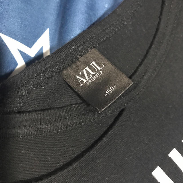 AZUL by moussy(アズールバイマウジー)の美品✩AZUL✩変わった襟元のカッコイイ系Tシャツ✩150 キッズ/ベビー/マタニティのキッズ服女の子用(90cm~)(Tシャツ/カットソー)の商品写真