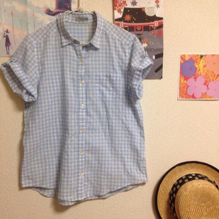 ユニクロ(UNIQLO)のGU半袖チェックシャツ(Tシャツ(半袖/袖なし))