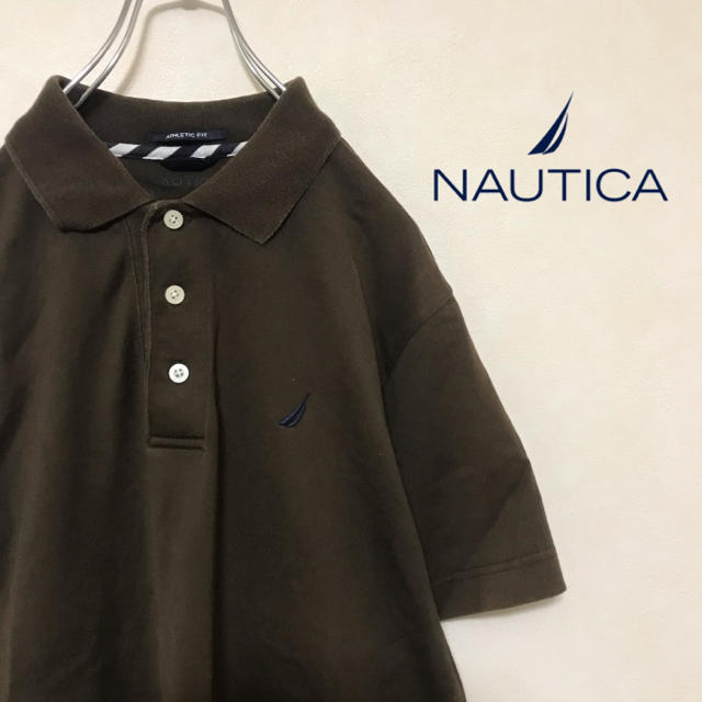 NAUTICA(ノーティカ)のNAUTICA ノーティカ ポロシャツ ワンポイント 胸ロゴ 刺繍 ブラウン メンズのトップス(ポロシャツ)の商品写真