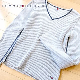 トミーヒルフィガー(TOMMY HILFIGER)の美品 Lサイズ トミージーンズ レディース 長袖ニットカットソー(カットソー(長袖/七分))