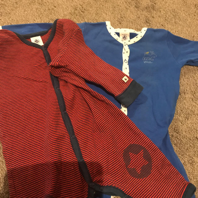 PETIT BATEAU(プチバトー)のプチバトー ロンパース ３点セット6m/67cm キッズ/ベビー/マタニティのベビー服(~85cm)(ロンパース)の商品写真