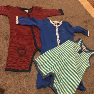 プチバトー(PETIT BATEAU)のプチバトー ロンパース ３点セット6m/67cm(ロンパース)