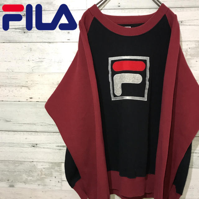 FILA(フィラ)の【激レア】フィラ FILA☆刺繍ビッグロゴ バイカラーデザイン スウェット メンズのトップス(スウェット)の商品写真