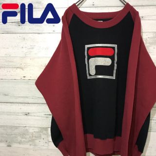 フィラ(FILA)の【激レア】フィラ FILA☆刺繍ビッグロゴ バイカラーデザイン スウェット(スウェット)