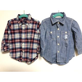 ギャップ(GAP)のGAP チェックシャツ デニムシャツ 2枚セット 90(ブラウス)