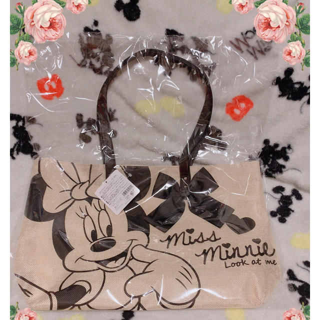 Disney(ディズニー)の最終値下げ♡ミニーちゃん♡麻風おでかけトートバック♡ レディースのバッグ(トートバッグ)の商品写真