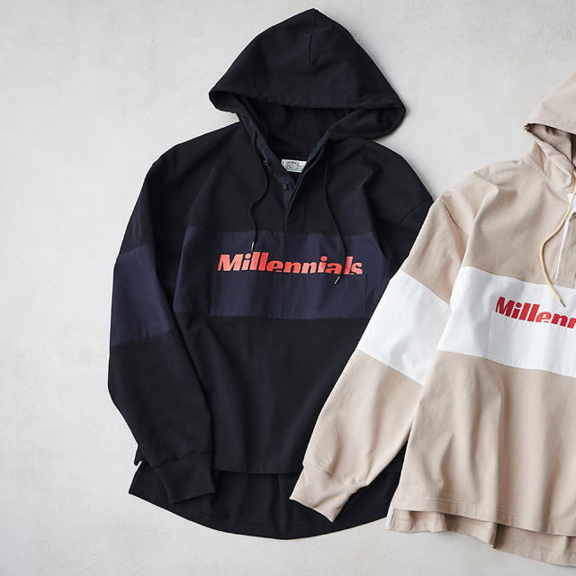 Jieda(ジエダ)のDAIRIKU Millennials Rugby Hoodie lui's メンズのトップス(パーカー)の商品写真