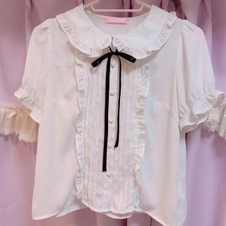 ハニーシナモン(Honey Cinnamon)の＊シフォンブラウス(White)(シャツ/ブラウス(半袖/袖なし))