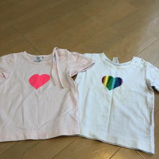 アニエスベー(agnes b.)のピンクのみアニエス定番！激かわハート柄トップス2T(Tシャツ/カットソー)