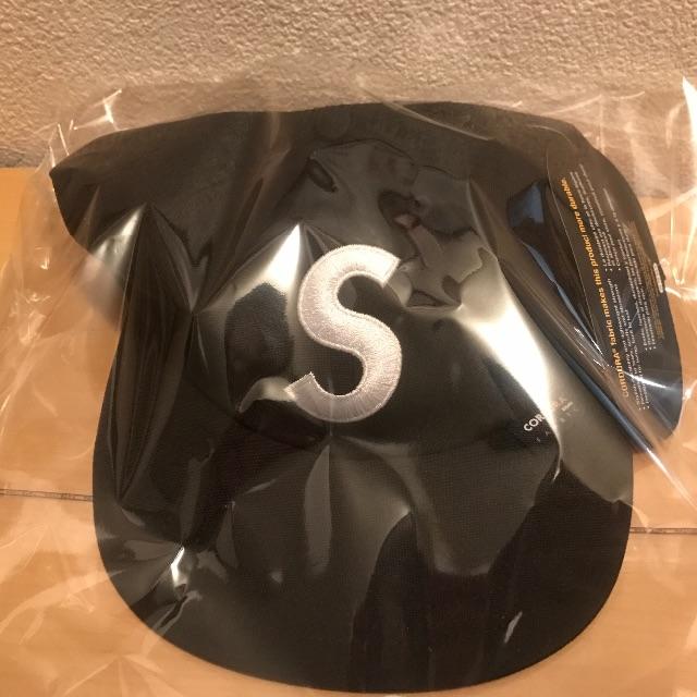 supreme S logo panel cap 18aw 黒