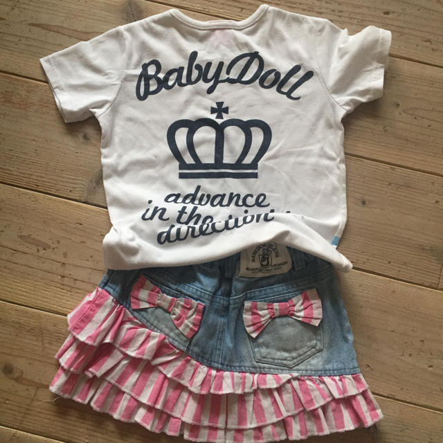 BABYDOLL(ベビードール)のお値下げ→ベビードール♡の可愛いTシャツとスカート キッズ/ベビー/マタニティのキッズ服女の子用(90cm~)(その他)の商品写真