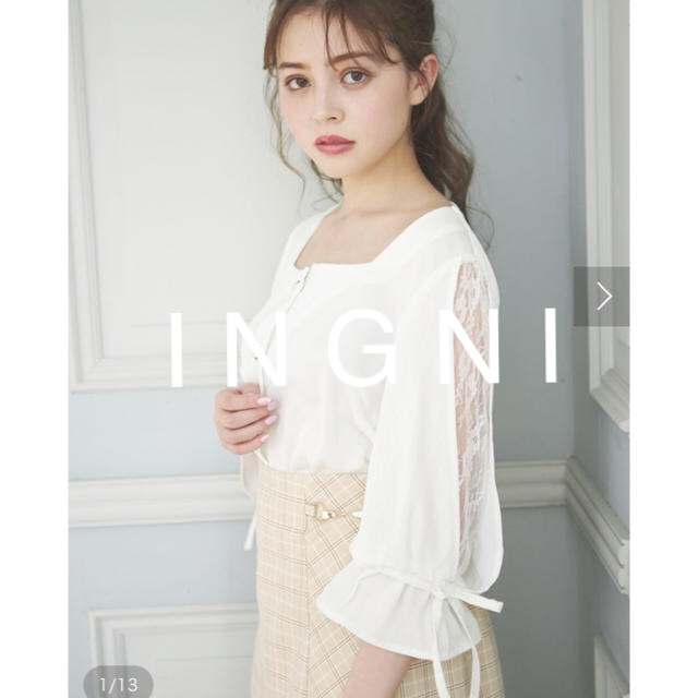 INGNI(イング)の2019最新★ I N G N Iイング★スクエアネック袖割れトロミ／ブラウス レディースのトップス(シャツ/ブラウス(長袖/七分))の商品写真