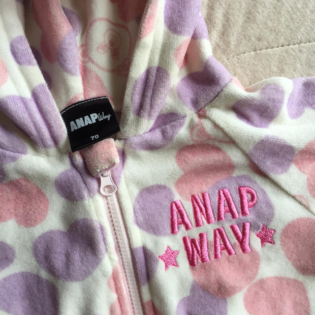 ANAP(アナップ)のANAP WAY 70 ロンパース ピンク クマ ベビー キッズ/ベビー/マタニティのベビー服(~85cm)(ロンパース)の商品写真