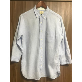 ユナイテッドアローズ(UNITED ARROWS)のユナイテッドアローズ リネンシャツ 7分丈 青色 Lサイズ(シャツ)