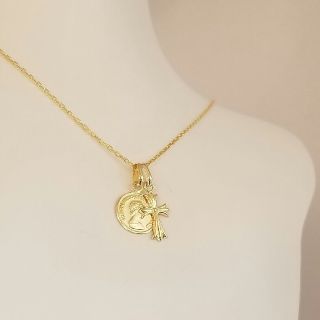 新品K18(18金)クロス&コイン デザインペンダントトップ小2個