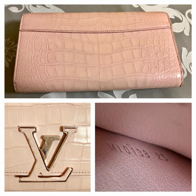 LOUIS VUITTON(ルイヴィトン)のルイヴィトン カプシーヌ アリゲーター 財布 ピンク ポルトフォイユ レディースのファッション小物(財布)の商品写真