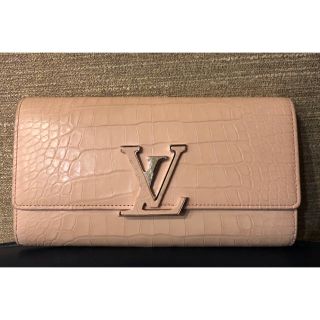 ルイヴィトン(LOUIS VUITTON)のルイヴィトン カプシーヌ アリゲーター 財布 ピンク ポルトフォイユ(財布)