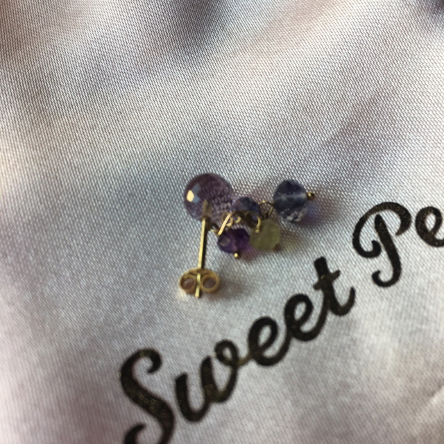 ピアス☆18金  sweet pea 天然石 片耳ピアス H.P. FRANCE