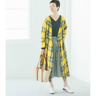 Ichi イチ 今期新作 カシュクールワンピース シャツ Fサイズ イエロー(ロングワンピース/マキシワンピース)