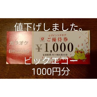 カラオケ　ビックエコー　　1000円分　期限6月30日(その他)