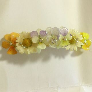 お花畑とキラキラバレッタ10cm(バレッタ/ヘアクリップ)