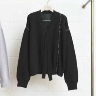 アンユーズド(UNUSED)のunused  7g knit cardigan BLACK サイズ2(カーディガン)