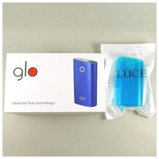 グロー(glo)の未使用 glo 本体 ケース付き ローソン限定 ブルー 登録済み グロー(タバコグッズ)