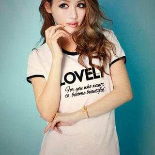 レディー(Rady)のRady♡新品未使用 バイカラーLOVELYTシャツ ピンク×ブラック(Tシャツ(半袖/袖なし))