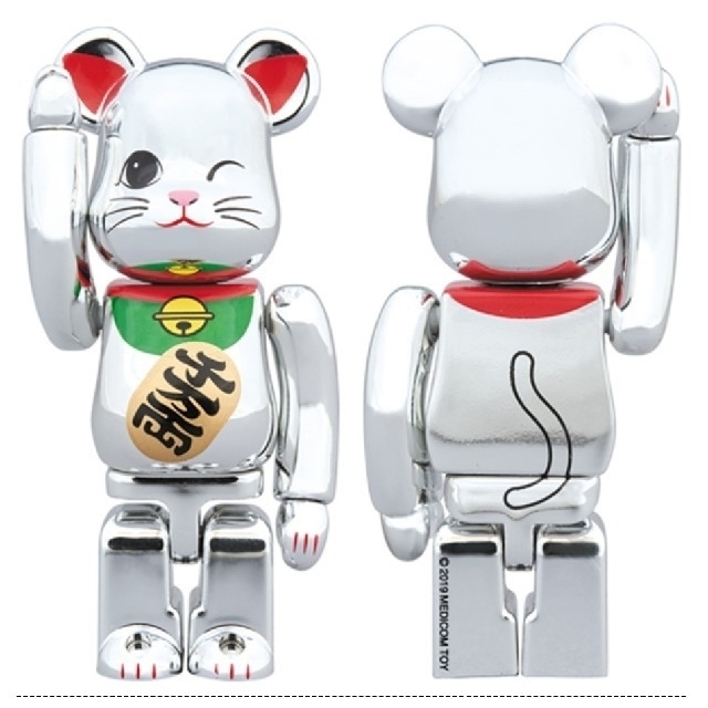 【5体セット】BE@RBRICK 招き猫 銀メッキ 発光 400％