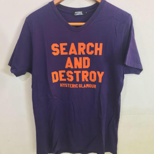 HYSTERIC GLAMOUR(ヒステリックグラマー)のHYSTERIC GURAMOUR  サーチ&デストロイ パープル×オレンジ メンズのトップス(Tシャツ/カットソー(半袖/袖なし))の商品写真