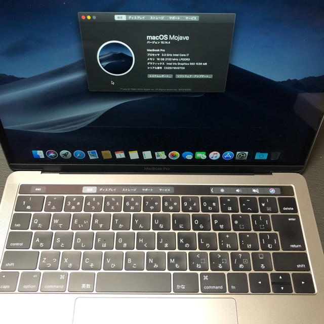 ハイスペックMacBook Pro 3.3GHz 16GB Touch BarSSD256GBOS