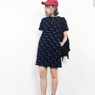 エックスガール(X-girl)のCHEWY LOGO S/S TEE DRESS(ひざ丈ワンピース)