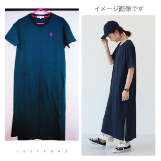 ポロラルフローレン(POLO RALPH LAUREN)のu.s.polo assn. ポロ  Tシャツワンピース ネイビー M(ロングワンピース/マキシワンピース)