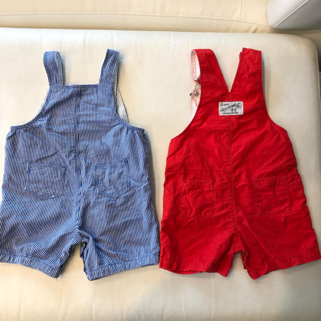 PETIT BATEAU(プチバトー)の美品☆プチバトー サロペット2枚/ショートオールbabygapH&M キッズ/ベビー/マタニティのベビー服(~85cm)(カバーオール)の商品写真