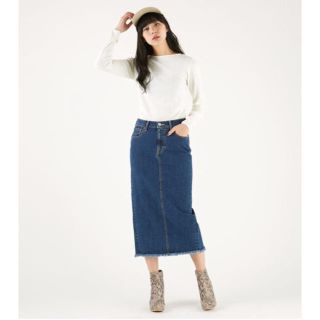 マウジー(moussy)のmoussyカットオフデニムスカートバックスリットロングスカート(ロングスカート)