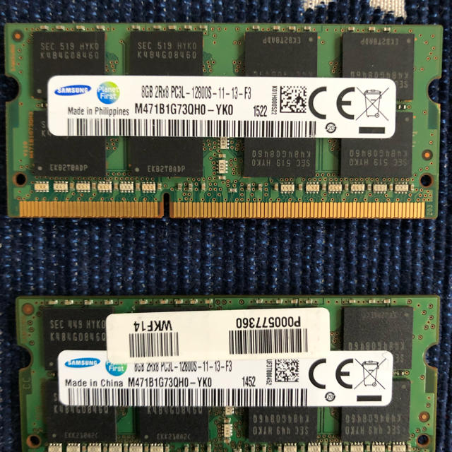 Samsung DDR3  12800s 16GB (8GB 2枚)スマホ/家電/カメラ