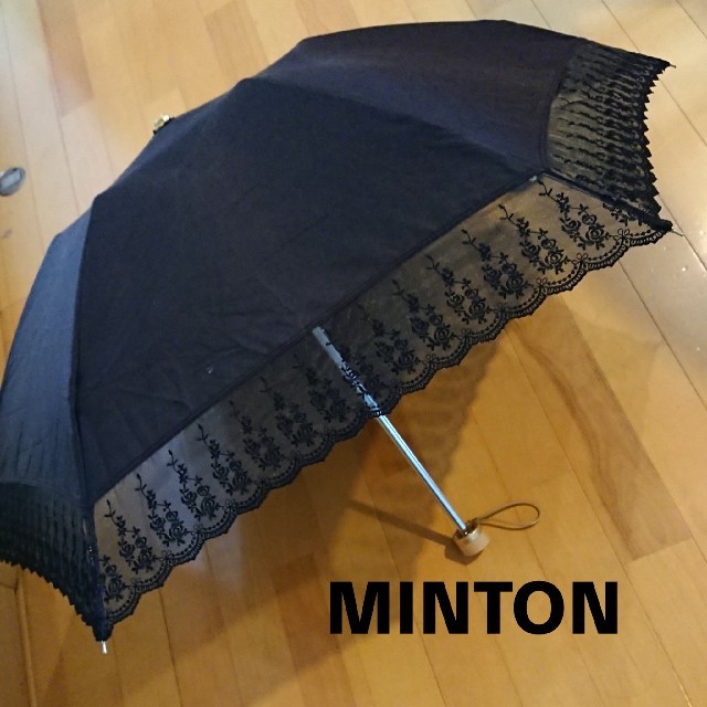 MINTON(ミントン)のMINTONミントン黒レース折りたたみ日傘 レディースのファッション小物(傘)の商品写真