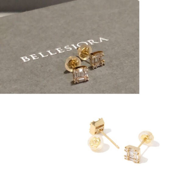 agete - ベルシオラ☆美品☆テーパーカット K18YGピアスの通販 agete - ベルシオラ☆美品☆テーパーカット K18YGピアスの通販