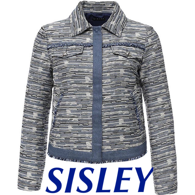 Sisley(シスレー)のスーパー還元 SISLEY 新品未使用 定番 ツイード ブルー ジャケット  レディースのジャケット/アウター(テーラードジャケット)の商品写真