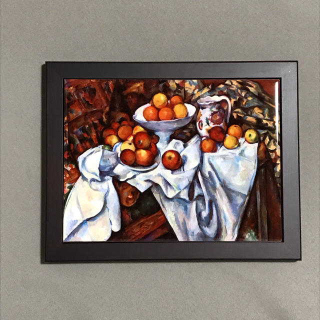 セザンヌ リンゴとオレンジのある静物 フォトタイル木製フレーム付き エンタメ/ホビーの美術品/アンティーク(絵画/タペストリー)の商品写真