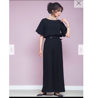 プラステ(PLST)のPLST 完売☆バックサテン ストレッチ フレアスリーブ ブラウス 黒 M(シャツ/ブラウス(半袖/袖なし))