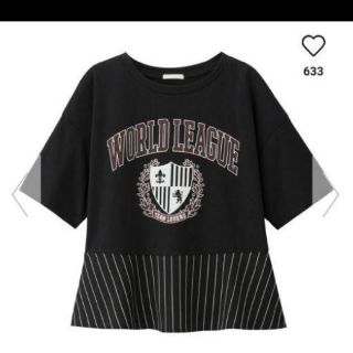 ジーユー(GU)の新品タグつきカレッジロゴT　ブラックsサイズ(Tシャツ(半袖/袖なし))