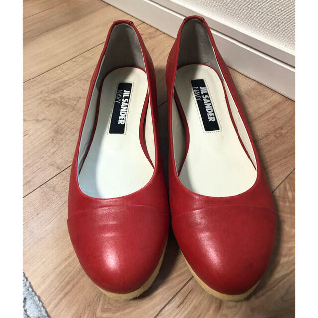 Jil Sander(ジルサンダー)の値下げJIL SANDER NAVY 赤フラットシューズ レディースの靴/シューズ(バレエシューズ)の商品写真