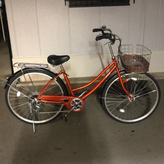 27インチ LEDオートライト 6段変速 オレンジ 美品(自転車本体)