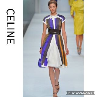 セリーヌ(celine)の【CELINE】個性的　Aラインワンピース　ランウェイ　コレクションライン(ひざ丈ワンピース)