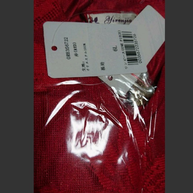 5L6L 新品 半袖シースルーミニワンピース 赤 大きいサイズ Aライン ドレス レディースのワンピース(ミニワンピース)の商品写真