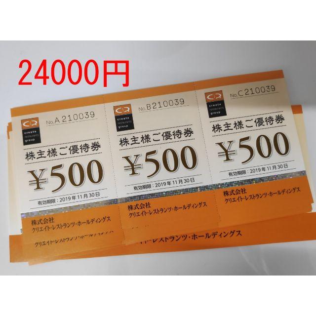 【24000円】クリエイトレストランツHD 株主優待券 2019/11/30のサムネイル