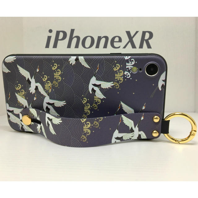 iPhoneXR アイフォンXRケース☆カラビナ付き☆背面ベルト☆送料込☆和柄鶴の通販 by ロゴ's shop｜ラクマ