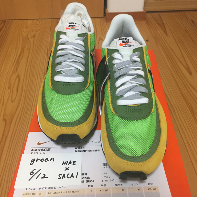 28.0cm NIKE X SACAI LDWAFFLE green 納品書