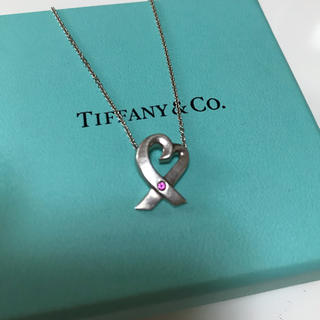 ティファニー(Tiffany & Co.)のTiffany& Co.♥ティファニーラビングハートネックレス ピンクサファイア(ネックレス)